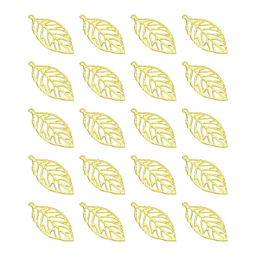 2198 Leaf Pendants, 80Pcs 2"/50mm Metal Tree Leaf Beads Bulk Leaves Charm